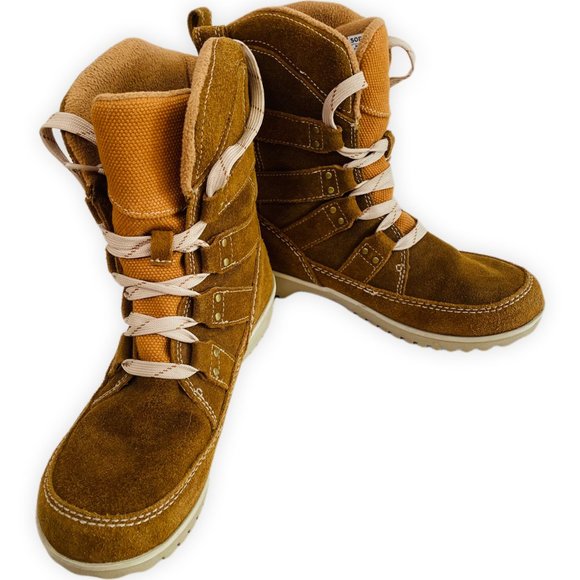 Sorel Tan Meadow Elk Lace Suede Leather Waterproof Camping Ankle Boot - Picture 8 of 9